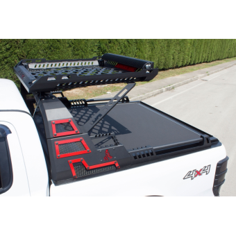Защитная дуга "Dakar" для Ford Ranger T6 с багажником в кузов пикапа, цвет черный (габаритные фонари в к-т не входят)